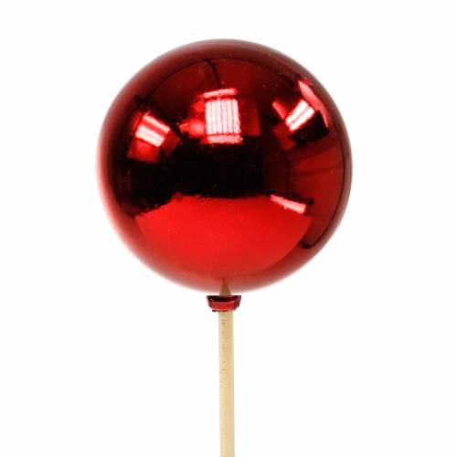 Floristik24 Bola de Natal em palito Ø6cm vermelho 18 unidades