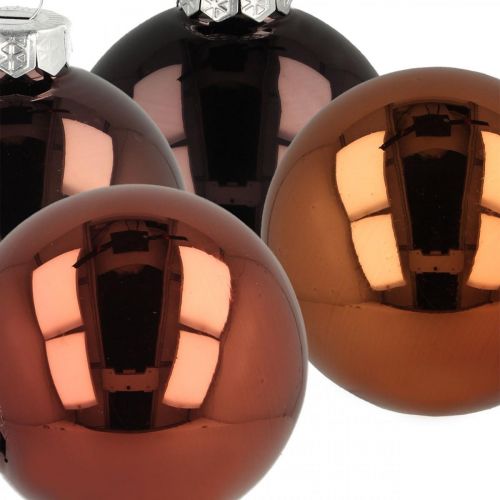 Itens Bolas de árvore de Natal, decorações para árvores, bola de Natal marrom H6,5 cm Ø6 cm vidro real 24 unidades