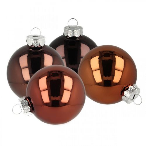 Floristik24 Bolas de árvore de Natal, decorações para árvores, bola de Natal marrom H6,5 cm Ø6 cm vidro real 24 unidades