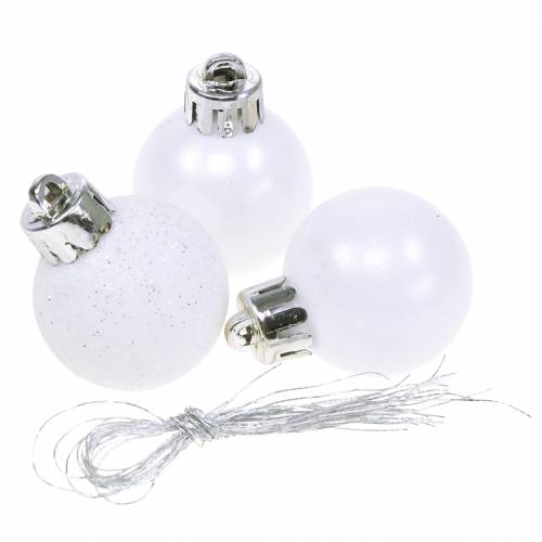 Floristik24 Bola de Natal para decoração de árvore de Natal branca 3cm 14uds