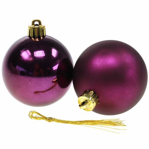 Floristik24 Decorações para árvores de Natal Bola de Natal roxa Ø6cm 12 unidades