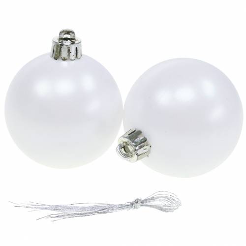 Floristik24 Decorações para árvores de Natal Bola de Natal branca Ø6cm 12 unidades