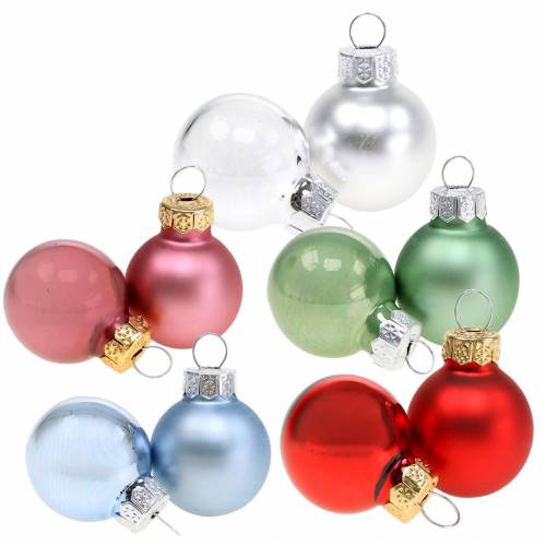 Itens Mini bolas de Natal mate/brilhante sortidas Ø2,5cm 24 peças cores diferentes