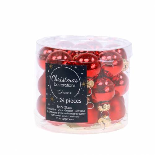 Itens Mini bolas de Natal vermelhas sortidas Ø2,5cm 24 un