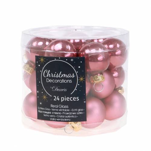 Itens Mini bolas de Natal rosa velho sortidas Ø2,5cm 24 unid.
