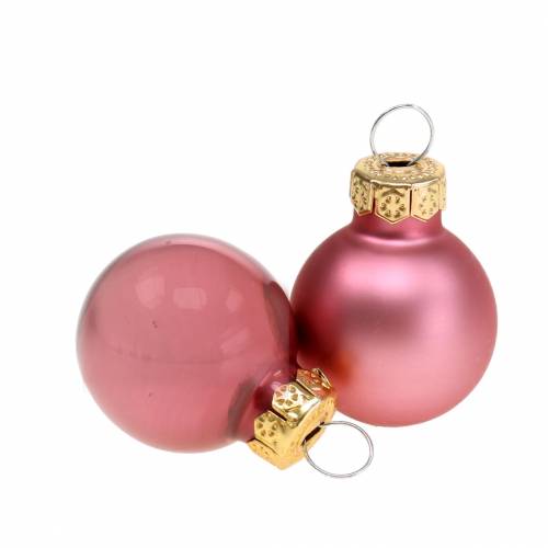 Mini bolas de Natal rosa velho sortidas Ø2,5cm 24 unid.