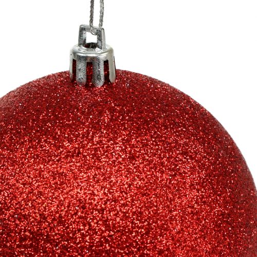 Floristik24 Bolas de Natal feitas de plástico vermelho, branco Ø8cm 3 unidades