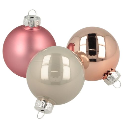 Bolas de vidro para decoração de árvore de Natal rosa cinza Ø50mm 24 peças