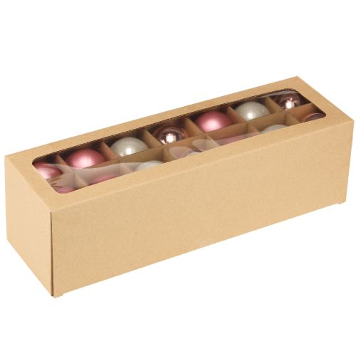 Itens Bolas de vidro para decoração de árvore de Natal rosa cinza Ø50mm 24 peças