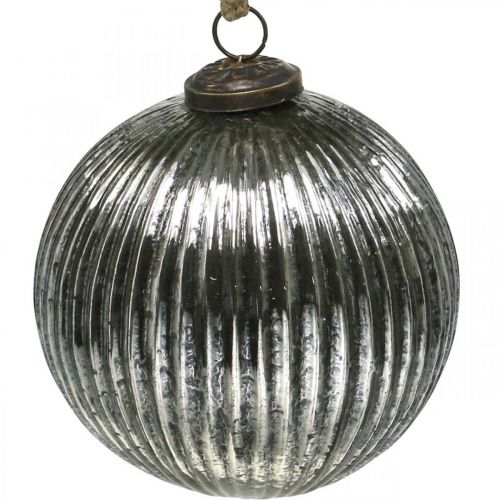 Floristik24 Bolas de natal de vidro bolas de árvore de natal prata com ranhuras Ø12cm 2pcs