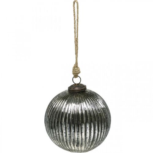 Floristik24 Bolas de natal de vidro bolas de árvore de natal prata com ranhuras Ø12cm 2pcs