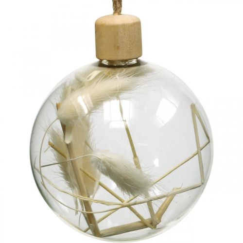 Itens Bolas de Natal bola de decoração de vidro cheia de flores secas Ø8cm 3pcs
