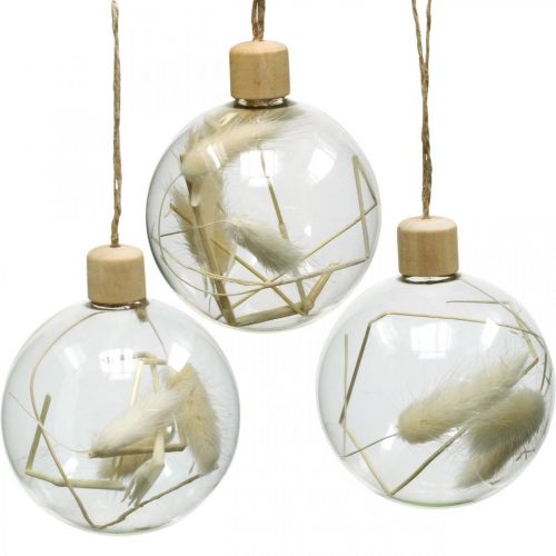  Bolas de Natal bola de decoração de vidro cheia de flores  secas Ø8cm 3pcs - compre barato online