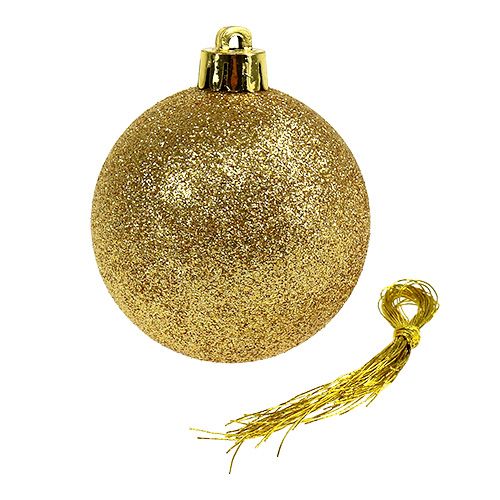 Floristik24 Bolas de Natal douradas, vermelho mix plástico Ø6cm 30p