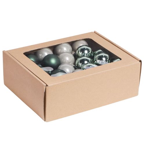 Itens Bolas de Natal em arame de vidro verde cinza Ø40mm 32 un