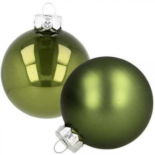 Bolas de Natal de vidro mistura verde Ø6cm 24uds