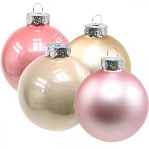 Bolas de natal vidro rosa creme bolas de vidro Ø6cm 28p