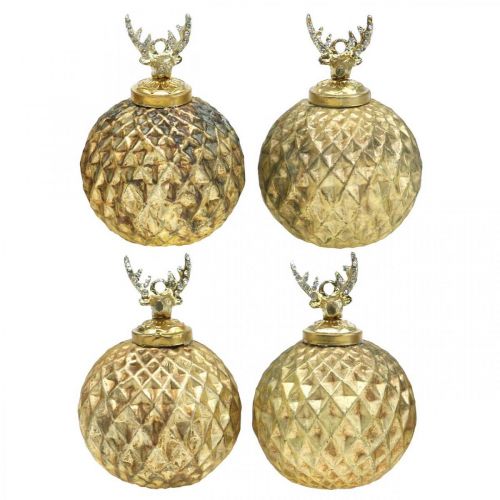 Itens Bolas de natal renas decorações para árvores de natal ouro vintage Ø7cm 4 unidades