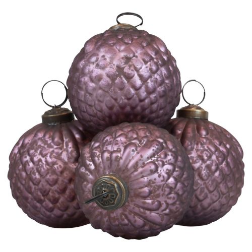 Floristik24 Bolas de Natal de vidro roxas bolas de árvore de Natal vintage Ø7cm 4 unidades