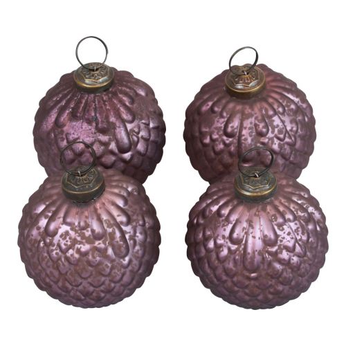 Floristik24 Bolas de Natal de vidro roxas bolas de árvore de Natal vintage Ø7cm 4 unidades