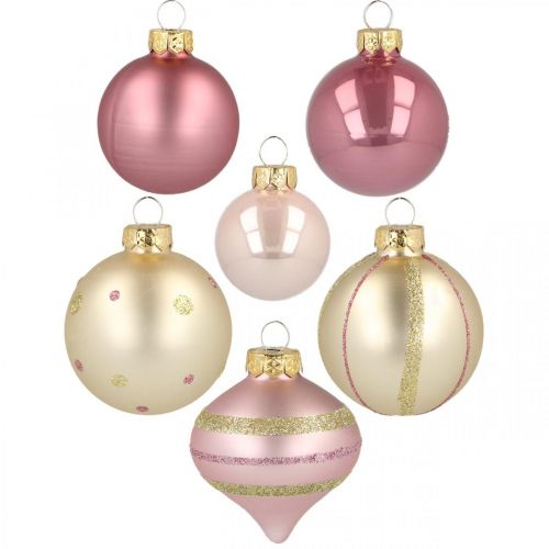 Itens Bolas de Natal vidro rosa amarelo classificado Ø4.5-7cm 20p