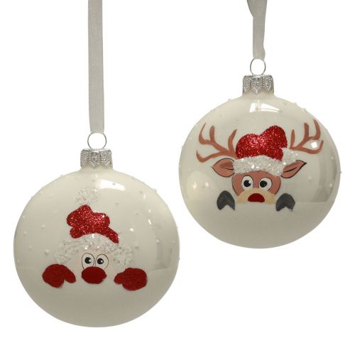 Itens Bolas de Natal de vidro bolas brancas para árvore de Natal inverno Ø8cm 6 unidades