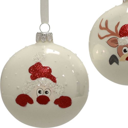Itens Bolas de Natal de vidro bolas brancas para árvore de Natal inverno Ø8cm 6 unidades