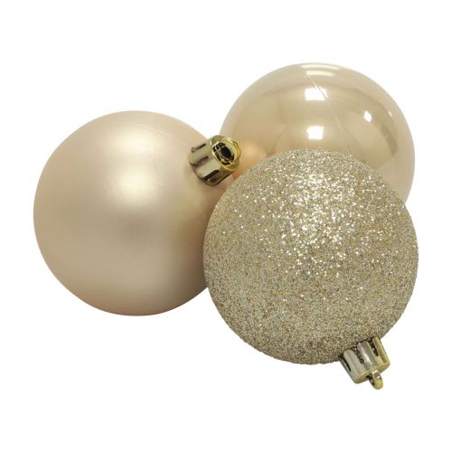 Floristik24 Bolas de Natal de plástico champanhe glitter mate Ø6cm 10p