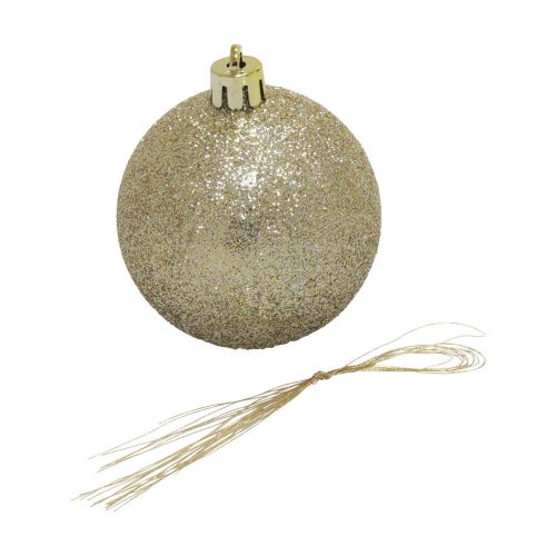 Itens Bolas de Natal de plástico champanhe glitter mate Ø6cm 10p