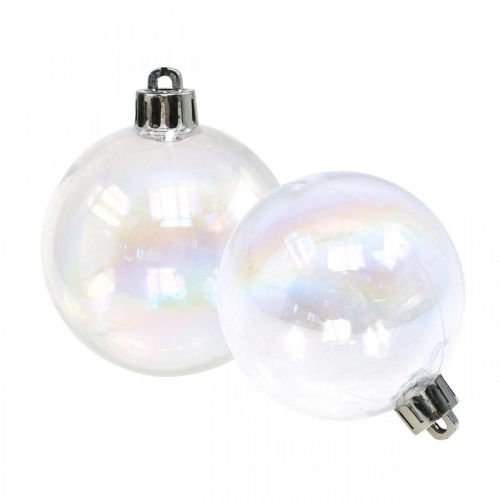 Itens Bolas de natal de plástico transparente iridescente Ø6cm 12pcs