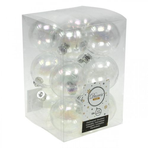 Floristik24 Bolas de natal de plástico transparente iridescente Ø6cm 12pcs