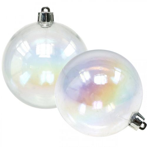 Floristik24 Bolas de Natal de plástico transparente iridescente Ø8cm 6pcs
