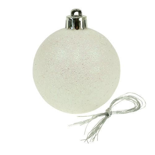 Itens Bolas de natal de plástico branco-madrepérola Ø6cm 10p