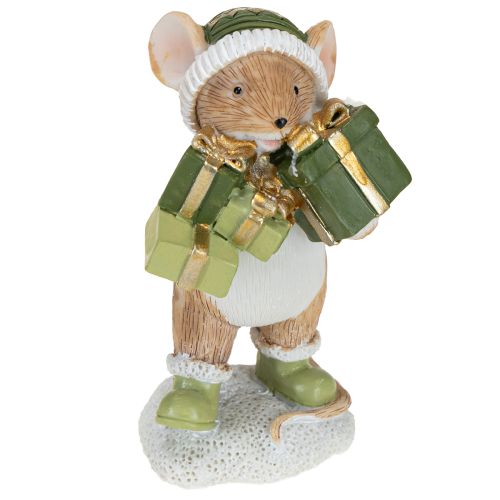 Itens Decoração de Natal com ratos, verde, marrom, altura 8 cm, 2 peças