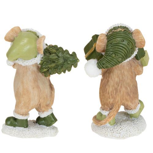 Itens Decoração de Natal com ratos, verde, marrom, altura 8 cm, 2 peças