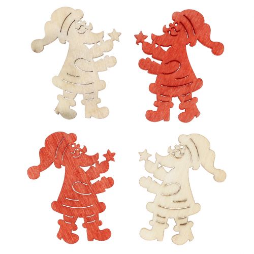 Floristik24 Decoração espalhada de madeira do Papai Noel vermelho, natural 4 cm 72 unidades