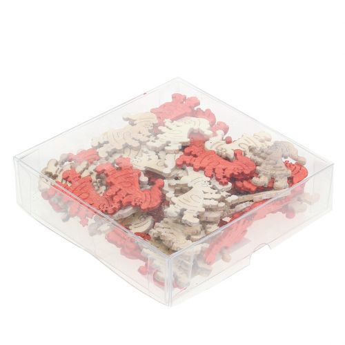 Floristik24 Decoração espalhada de madeira do Papai Noel vermelho, natural 4 cm 72 unidades