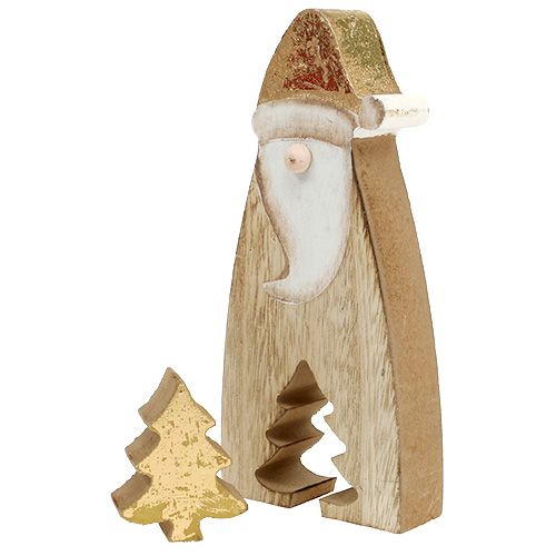 Madeira de Papai Noel com abeto dourado 17cm