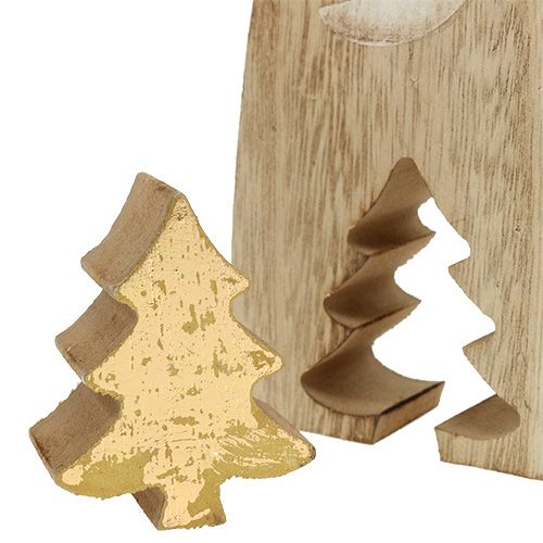Floristik24 Madeira de Papai Noel com abeto dourado 17cm