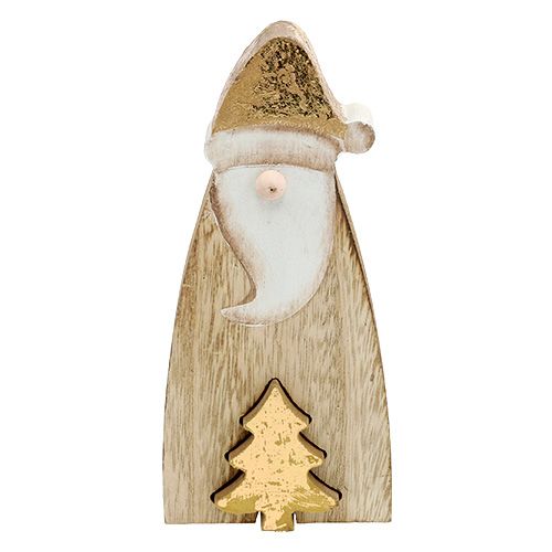 Floristik24 Madeira de Papai Noel com abeto dourado 17cm