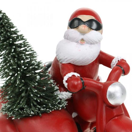 Floristik24 Figura decorativa Papai Noel em moto com abeto 19,5×13×16cm