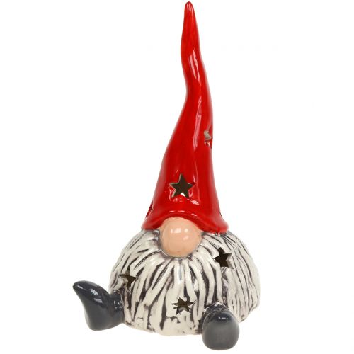 Floristik24 Figura Deco de duende de Natal com vermelho claro, cinza 20cm