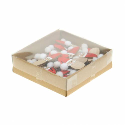 Floristik24 Decoração de dispersão cabeça de Papai Noel madeira 4.5cm 36p