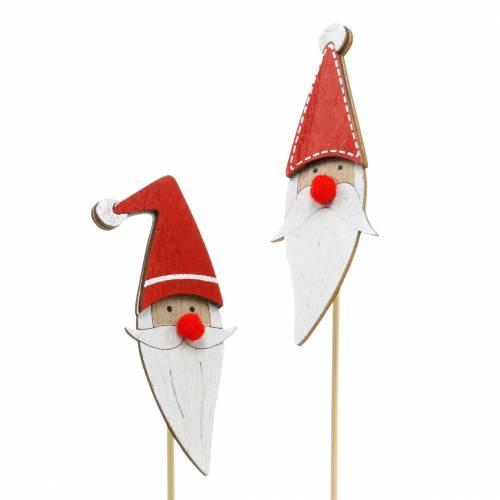 Pinos de madeira Papai Noel com mola de metal vermelho, branco, natural 12 / 13cm L36 / 36,5cm 12pcs