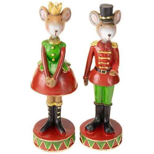 Figuras de decoração de rato de Natal 14,5 cm vermelho-verde 2 peças
