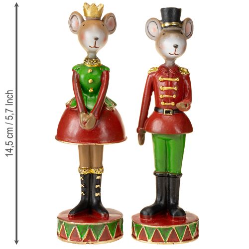 Itens Figuras de decoração de rato de Natal 14,5 cm vermelho-verde 2 peças