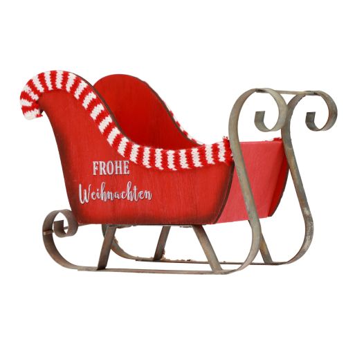 Floristik24 Trenó de Natal Madeira Metal Vermelho Feliz Natal C26cm