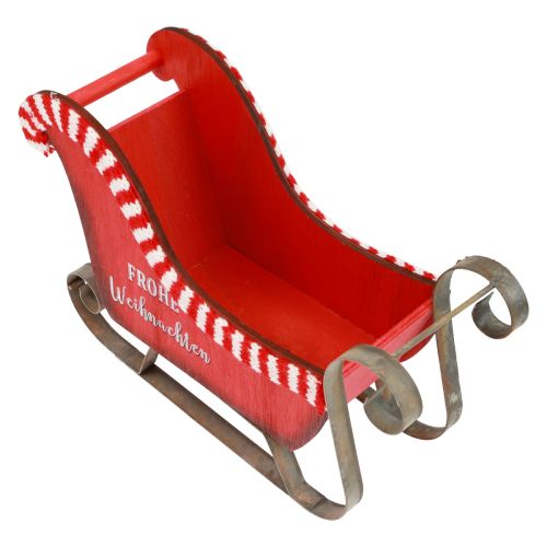 Floristik24 Trenó de Natal Madeira Metal Vermelho Feliz Natal C26cm