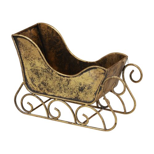 Floristik24 Trenó de Natal decorativo em metal dourado 30×12×20cm