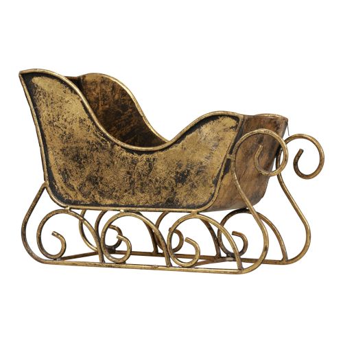 Floristik24 Trenó de Natal decorativo em metal dourado 30×12×20cm